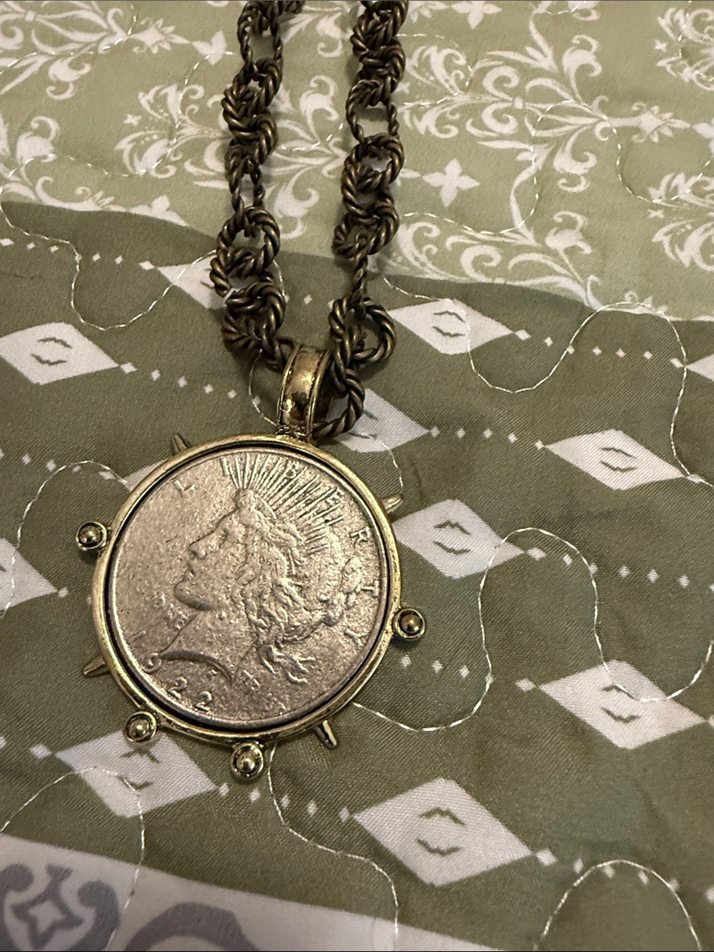 Vintage-Inspired Coin Pendant Necklace in Antique Gold and Silver Tones